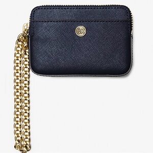 Michael Kors Medium Saffiano Leather Chain Card Case - Navy